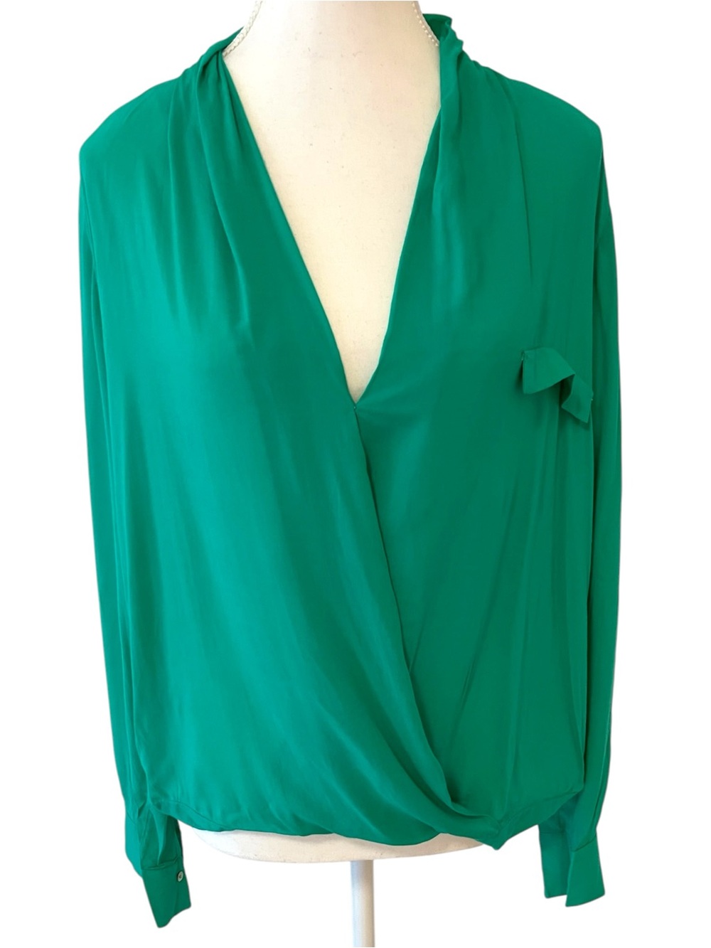 Zara Emerald Green Crossover Blouse Size Medium